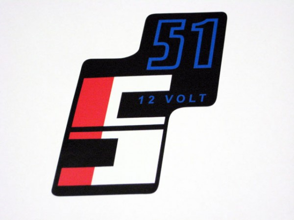 Aufkleber Seitendeckel "S51 12 Volt" im Original Design