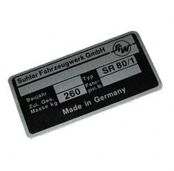 Typenschild SR 80/1 1992-1998