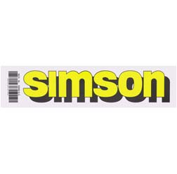 Simson Tank Aufkleber - Neon Gelber Schriftzug Mit Schwarzem Rand - 215mm X 48mm
