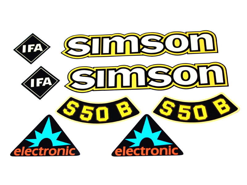 2x sticker for Simson S51 Electronic red-white, 1.Quality UV-resistant new, Ersatzteile für Simson \ S51, S50 \ Nameplates, emblems, stickers  Ersatzteile-Kategorien \ Typenschilder, Embleme, Aufkleber \ Simson