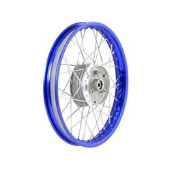 Speichenrad 1,5x16 blaue Alufelge, Chromspeichen