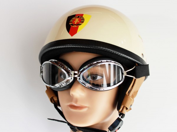 Helm " Nationalkader DDR " RB 500 elfenbein Größe L mit Brille