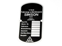 Typenschild passend für AWO Typenschild passend für AWO