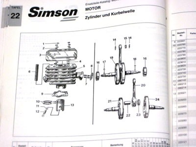 Explosionsdarstellung f. Motor Simson KR51-2, S51, S70, SR50, SR80