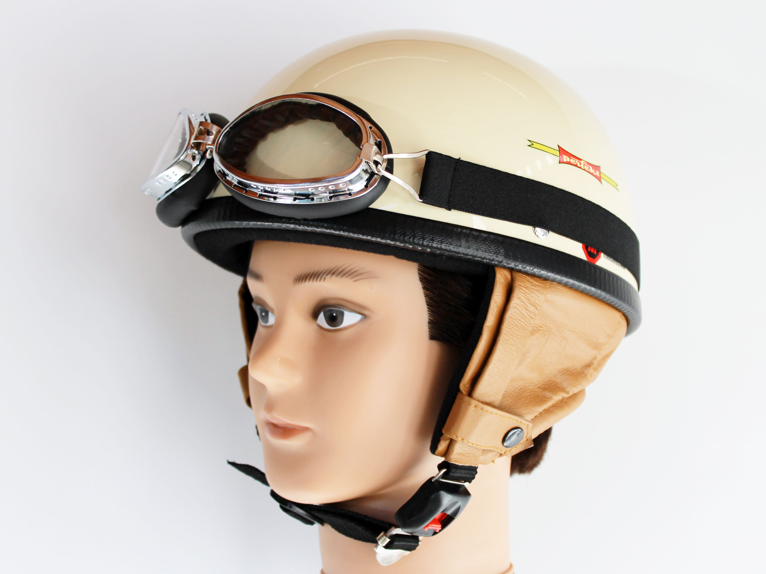 Brille für Oldtimer Weiß Größe L 59/60cm DDR Motorradhelm Motorrad Helm 