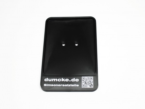 Kennzeichenunterlage dumcke.de mit QR-Code